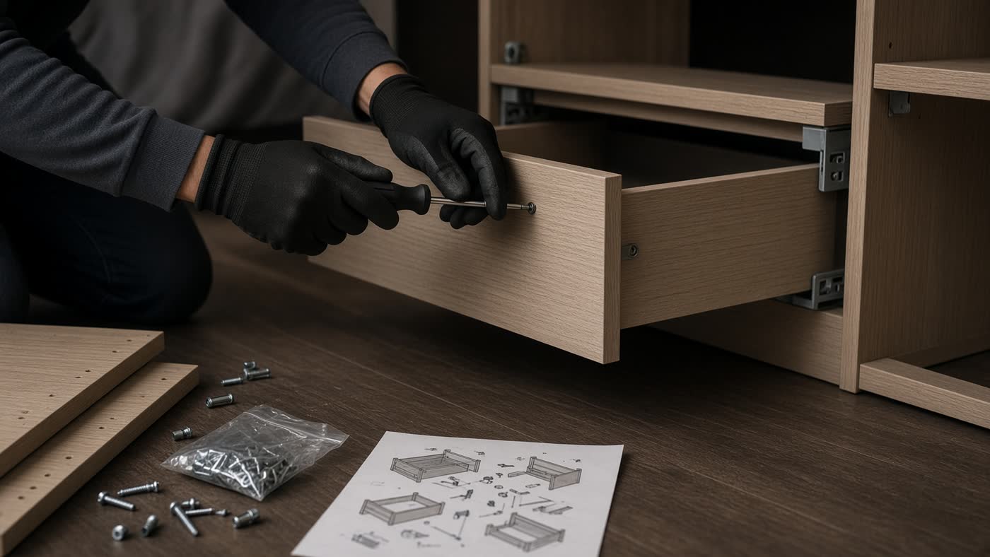 Furniture being assembled